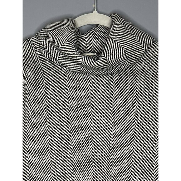 J. Crew Funnel Neck Sweater Size M Herringbone Black White Soft Old Money Preppy - Picture 2 of 13